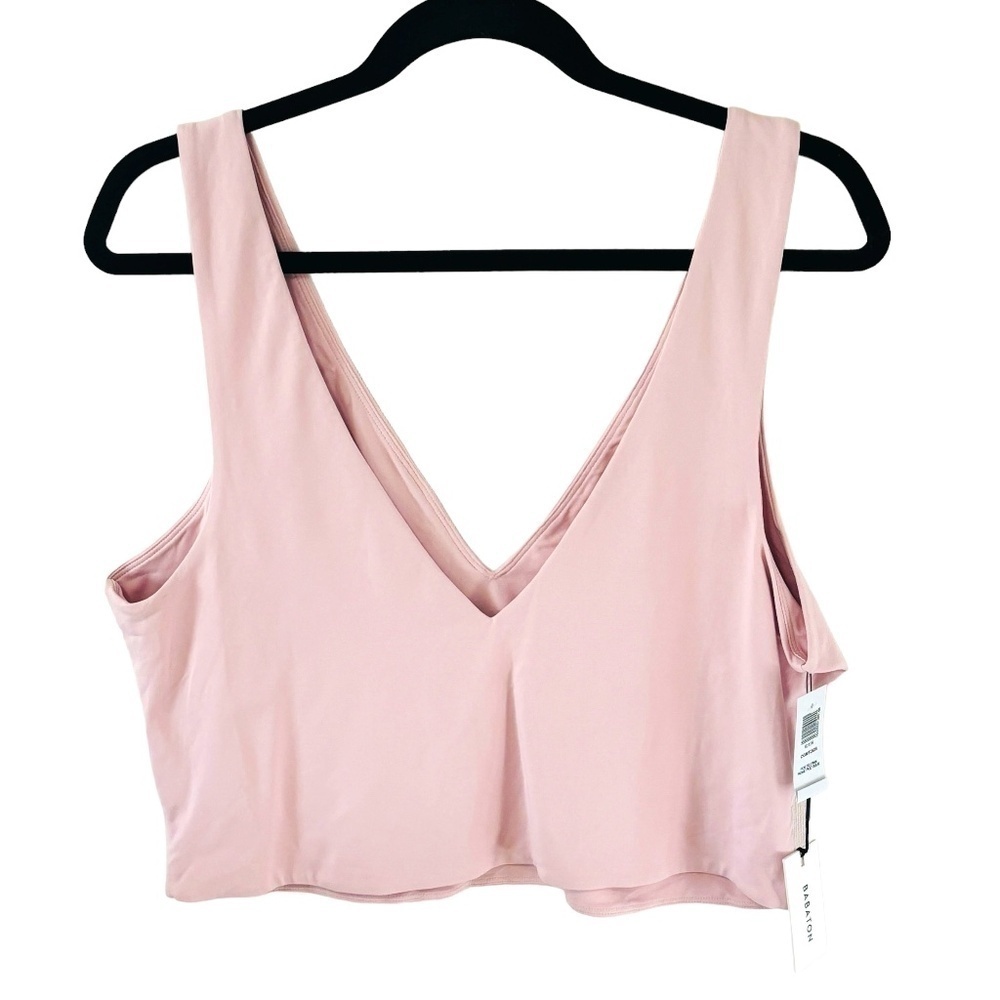 Babaton Aritzia Poetic Pink Pastel V Neck Crop Top Size 2XL
